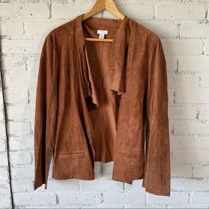 Chico’s Brown Camel Leather Jacket Cardigan Sz 2 (Women’s 12-14)